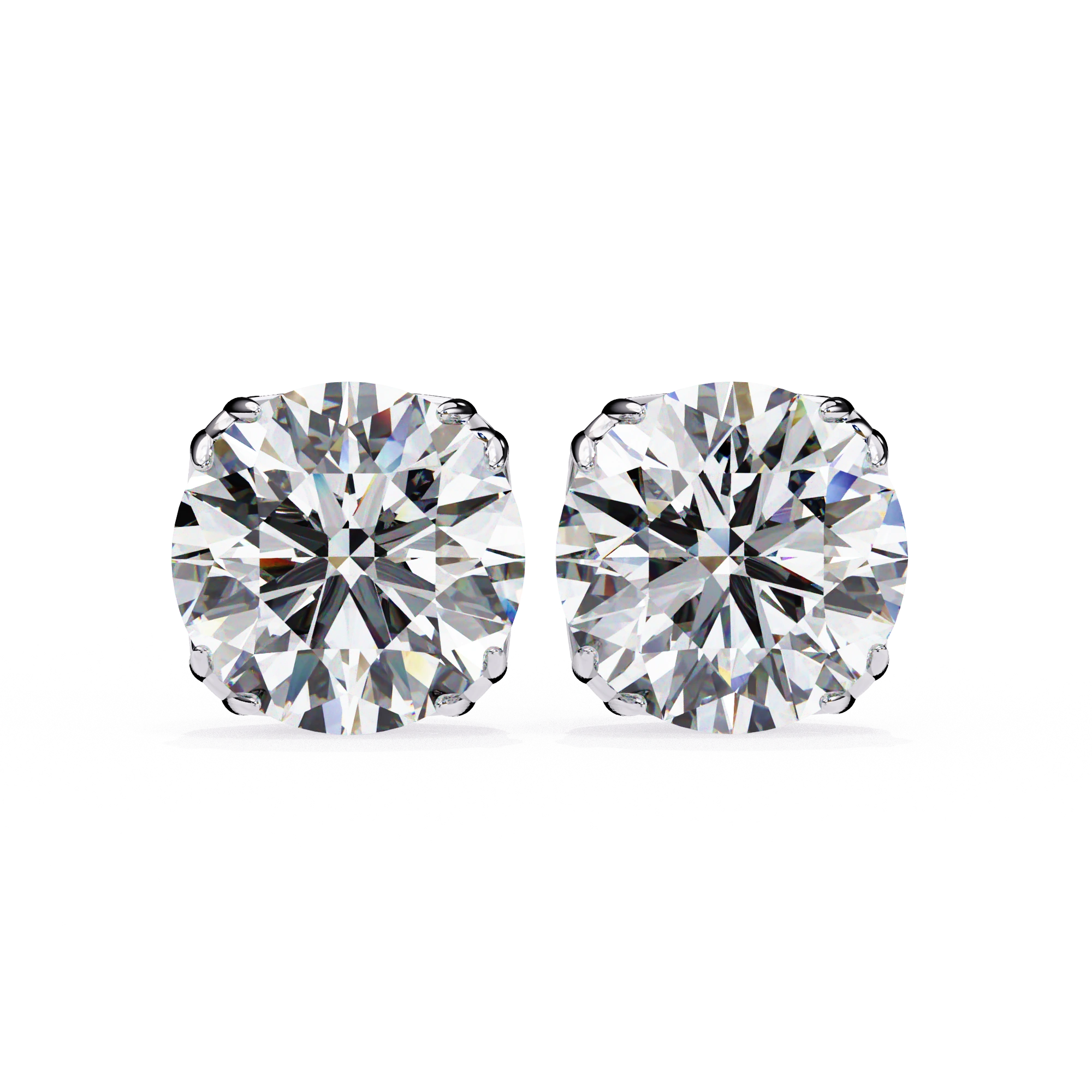2.50 Carat Round Diamond Stud Earrings with Double Prong Settings Lab Diamond