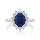 2.70 Carat Oval Sapphire Gemstone Prong Setting Floral Ring