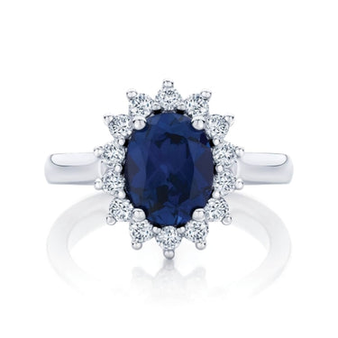 2.70 Carat Oval Sapphire Gemstone Floral Ring