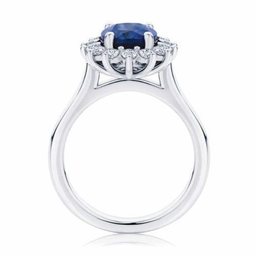 2.70 Carat Oval Sapphire Gemstone Prong Setting Floral Ring