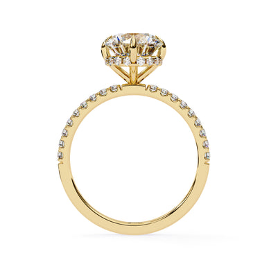 2.70 Carat Round Shape Hidden Halo Lab Diamond Engagement Ring In Yellow Gold