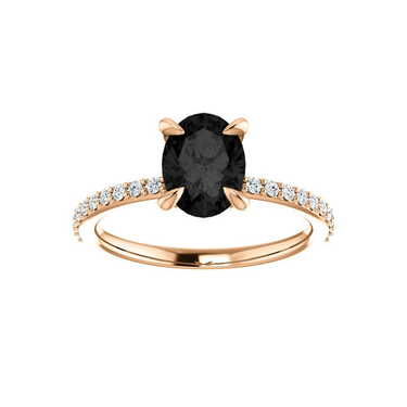 2.75 Carat Oval Black Diamond Ring For Engagement In Rose Gold