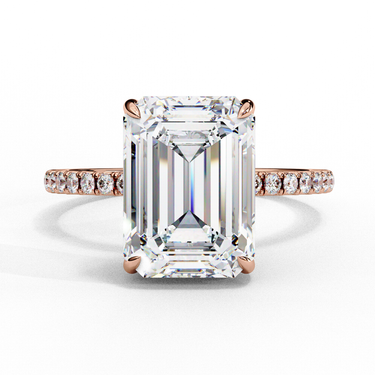 2.80 Carat Emerald Cut Hidden Halo Lab Diamond Engagement Ring In Rose Gold