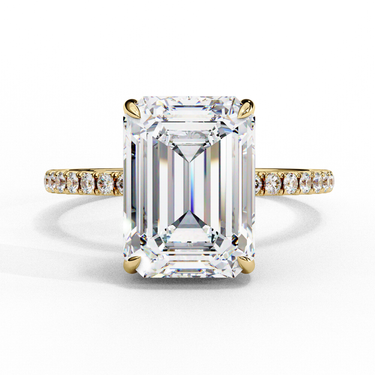 2.80 Carat Emerald Cut Hidden Halo Lab Diamond Engagement Ring In Yellow Gold