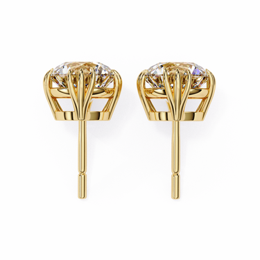 2.80 Carat Round Shape Lab Diamond Stud Earrings In Yellow Gold