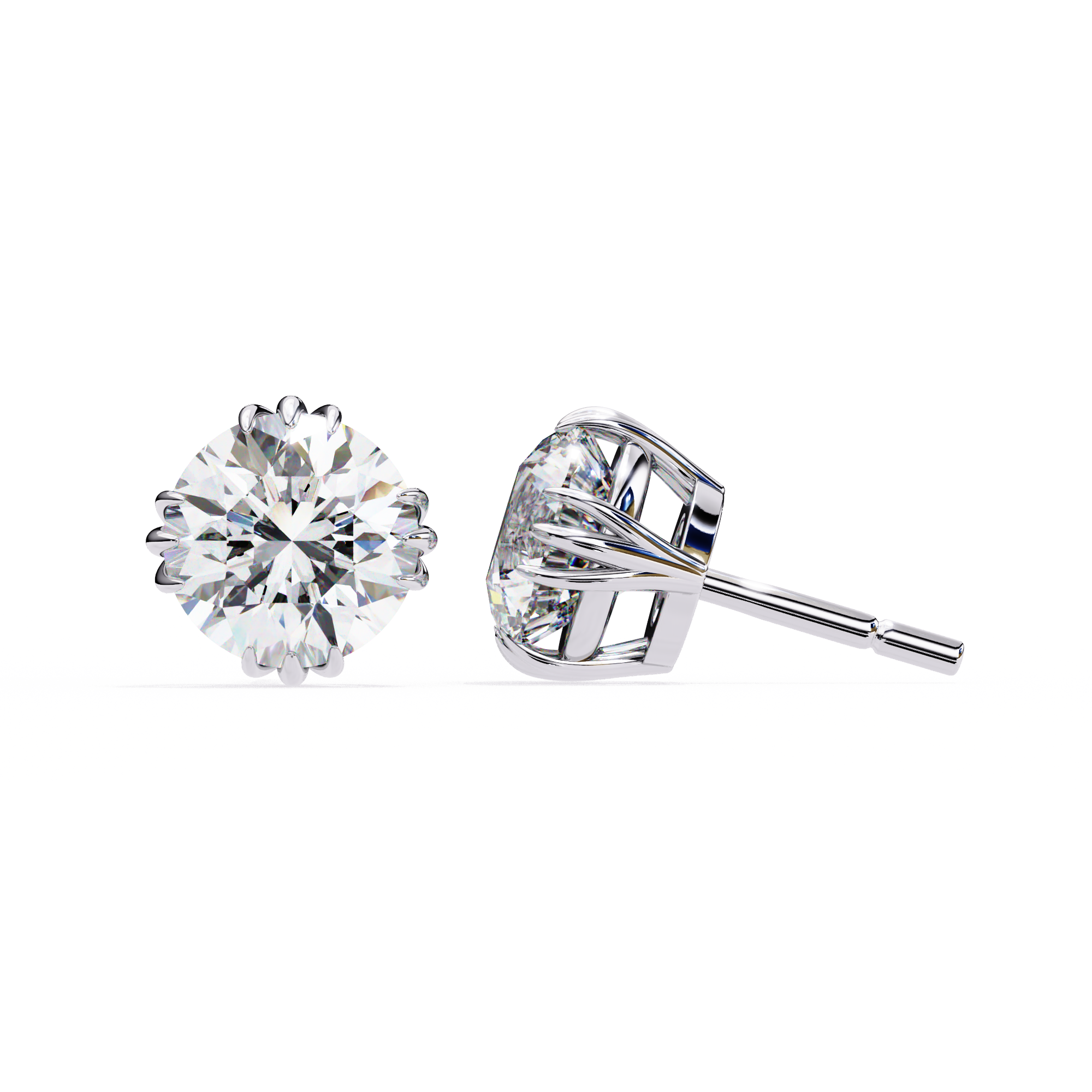 2.60 Carat Round Cut Lab Diamond Earrings 950 Platinum