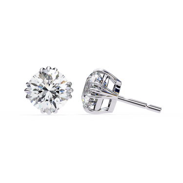 2.80 Carat Round Shape Lab Diamond Stud Earrings In White Gold