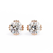 2.60 Carat Round Cut Lab Diamond Earrings 18K Rose Gold