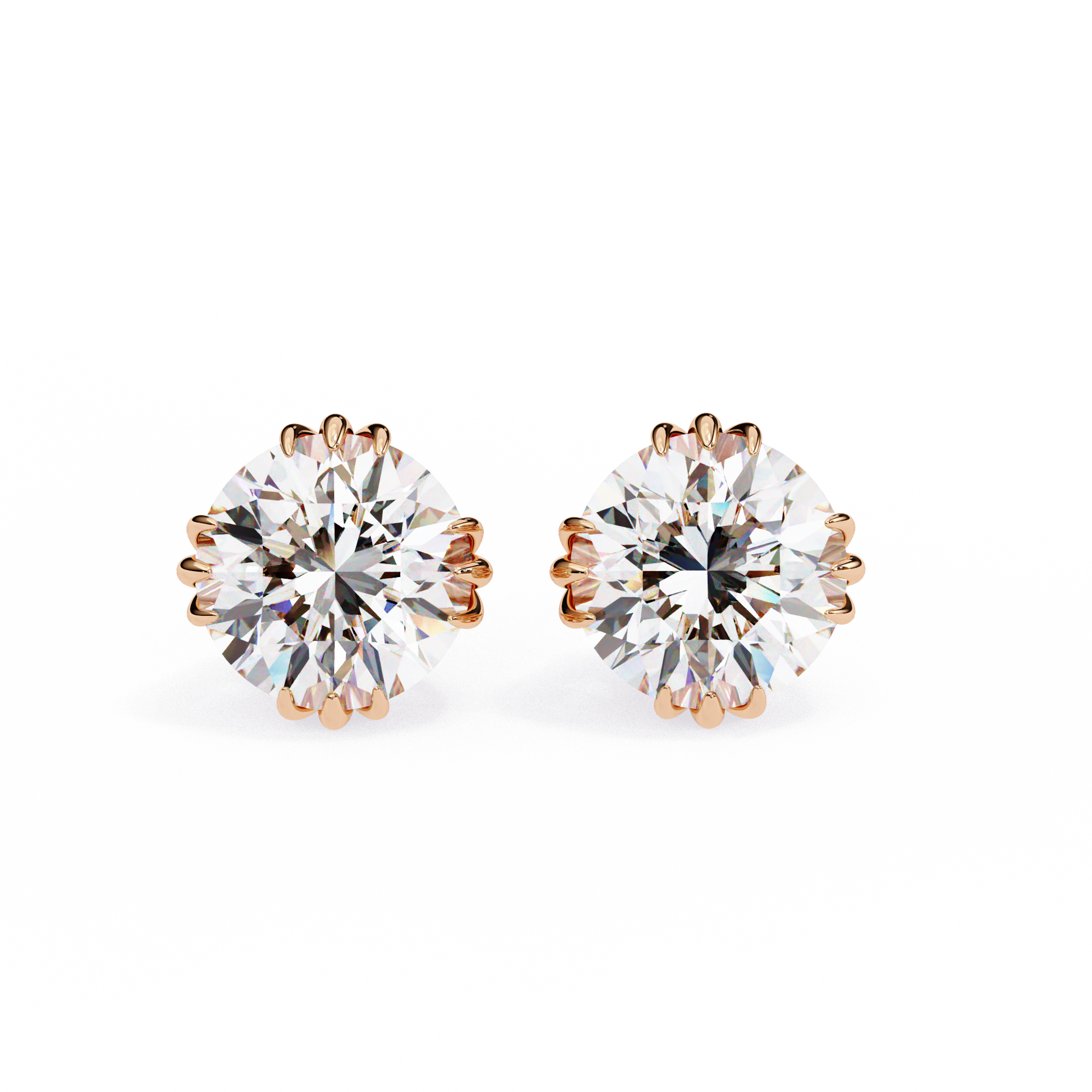 2.60 Carat Round Cut Lab Diamond Earrings 18K Rose Gold