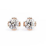 2.80 Carat Round Shape Lab Diamond Stud Earrings In Rose Gold