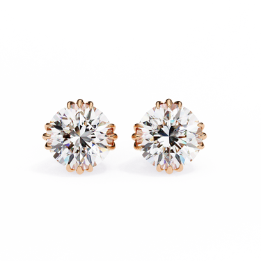 2.80 Carat Round Shape Lab Diamond Stud Earrings In Rose Gold