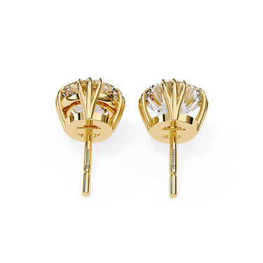 2.80 Carat Round Shape Lab Diamond Stud Earrings In Yellow Gold