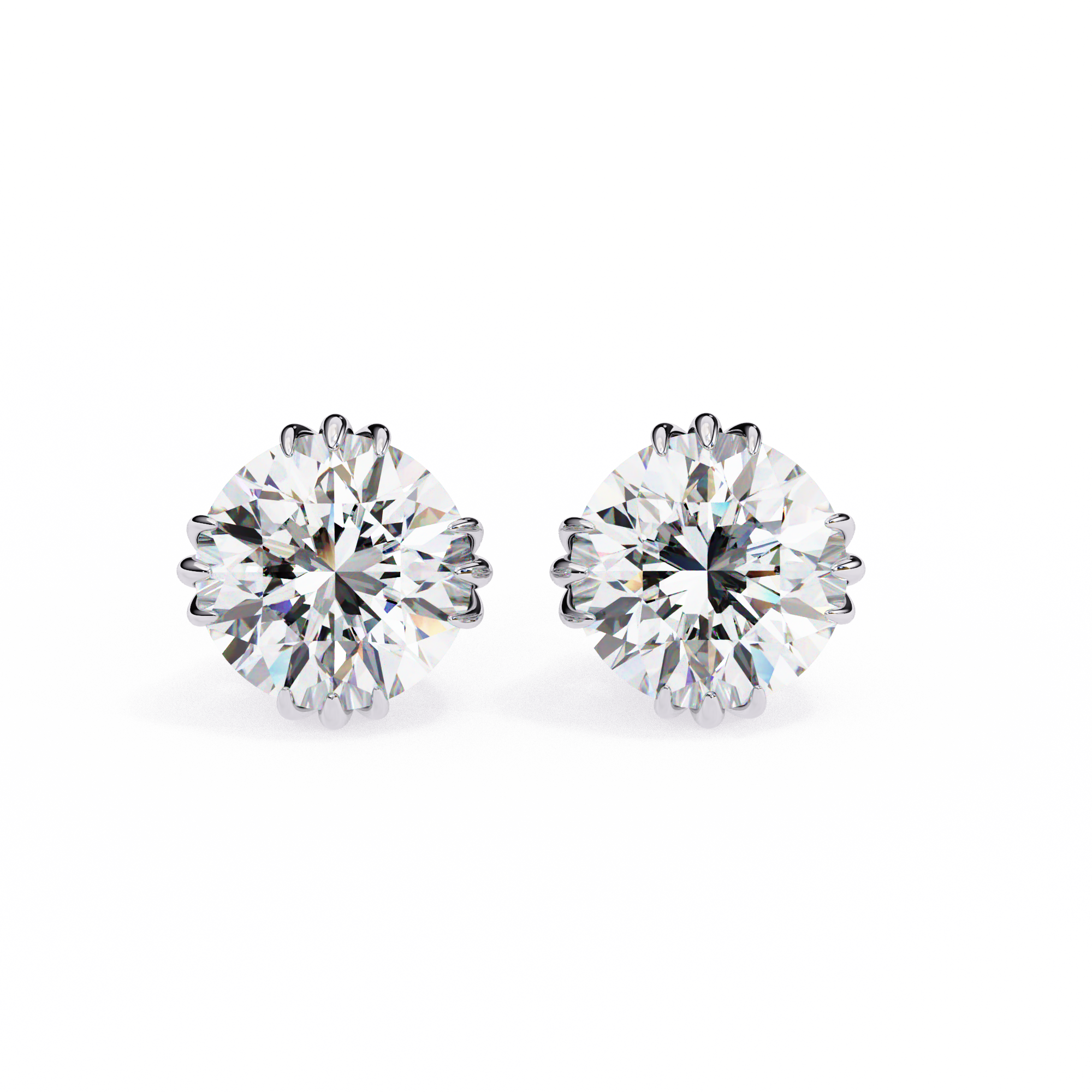 2.60 Carat Round Cut Lab Diamond Earrings 18K White Gold