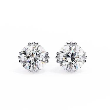 2.80 Carat Round Shape Lab Diamond Stud Earrings In White Gold