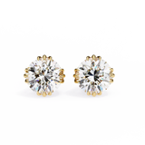 2.80 Carat Round Shape Lab Diamond Stud Earrings In Yellow  Gold