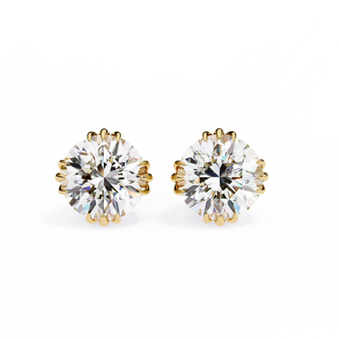 2.80 Carat Round Shape Lab Diamond Stud Earrings In Yellow Gold