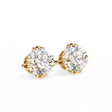 2.80 Carat Round Shape Lab Diamond Stud Earrings In Yellow Gold