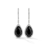23.90 Tcw Pear Shape Drop Dangle Black Diamond Earrings