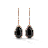 23.90 Tcw Pear Shape Drop Dangle Black Diamond Earrings