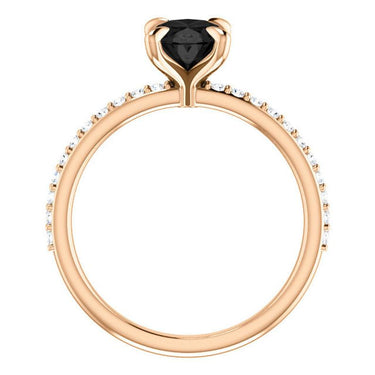 2.75 Carat Oval Shaped Prong Set Black And White Diamond Ring In Rose Gold