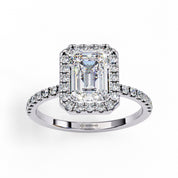 2.17 Carat Halo Emerald Lab Diamond Engagement Ring 950 Platinum Lab Diamond Engagement Rings