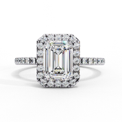 2.17 Carat Halo Emerald Lab Diamond Engagement Ring 18K White Gold Lab Diamond Engagement Rings