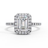 2.17 Carat Halo Emerald Lab Diamond Engagement Ring