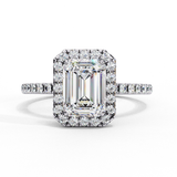 2 Carat Emerald Cut Halo Lab Dimaond Engagement Ring In White Gold