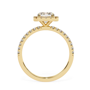 2 Carat Emerald Cut Halo Lab Dimaond Engagement Ring In Yellow Gold