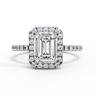 2 Carat Emerald Cut Halo Lab Dimaond Engagement Ring In White Gold