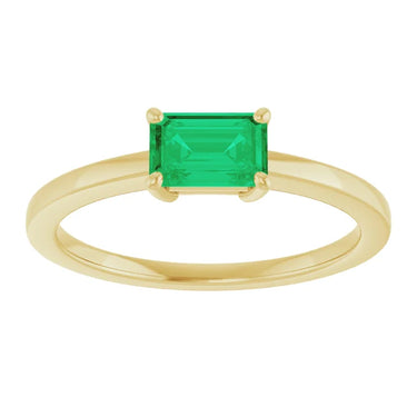 2 Carat Emerald Gemstone 4 Prong Setting Solitaire Ring In Yellow Gold