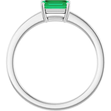 2 Carat Emerald Gemstone 4 Prong Setting Solitaire Ring In White Gold 