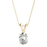 2 Carat Oval Shape 4 Prong Setting Lab Diamond Solitaire Pendant in Yellow Gold