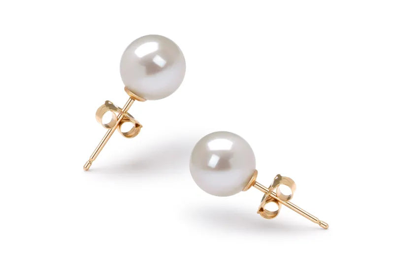 2 Carat White Pearl Gemstone Stud Earrings