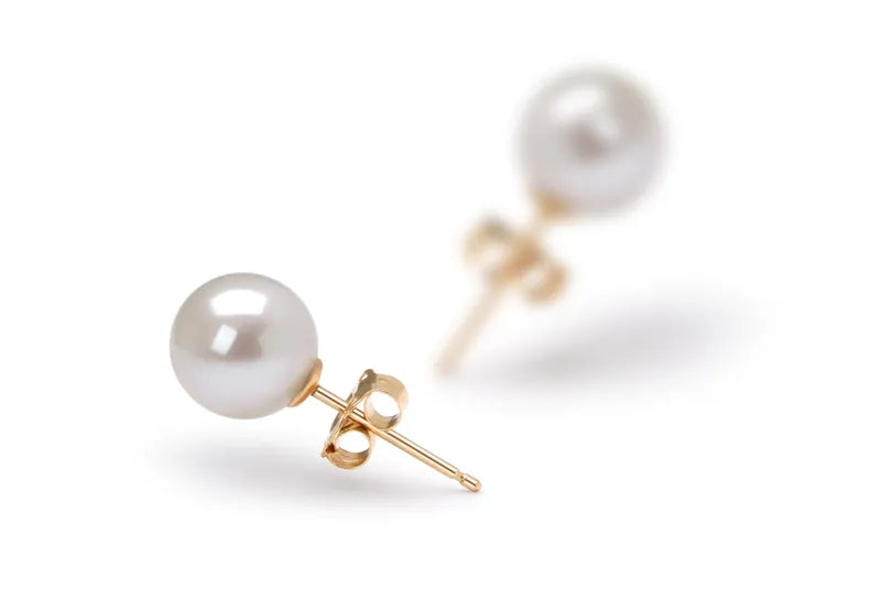 2 Carat White Pearl Gemstone Stud Earrings