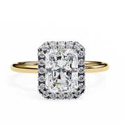 2.18 Ct Wt Radiant Cut Halo Lab Grown Diamond Ring 18K Yellow Gold Lab Diamond Engagement Rings