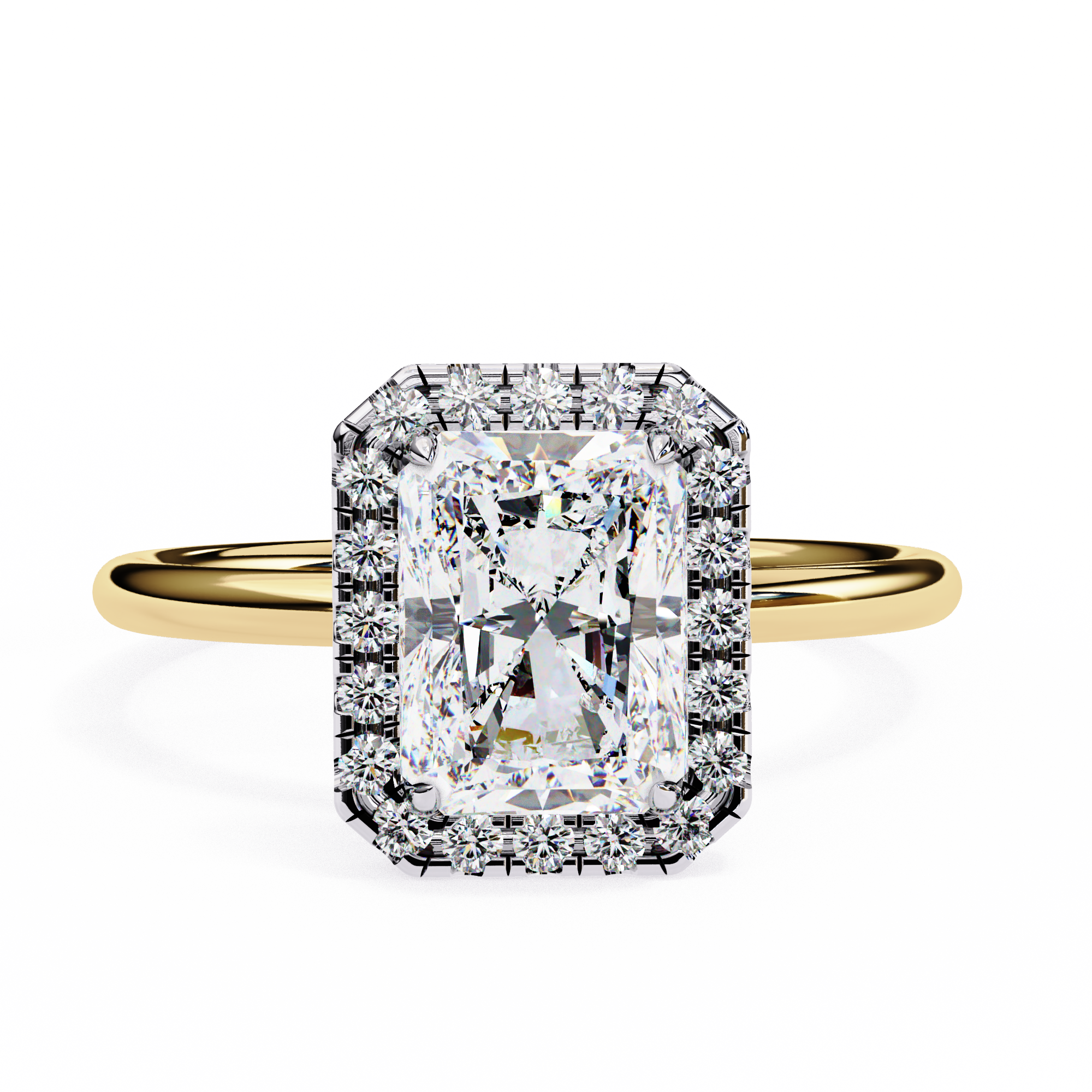 2.18 Ct Wt Radiant Cut Diamond Ring 18K Yellow Gold Lab Diamond Engagement Rings