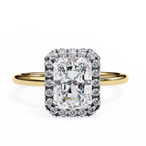 2 Carat Radiant Cut Halo Lab Diamond Engagement Ring In Yellow Gold