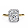 2 Carat Radiant Cut Halo Lab Diamond Engagement Ring In Yellow Gold