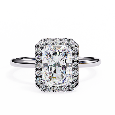 2 Carat Radiant Cut Halo Lab Diamond Engagement Ring In White Gold