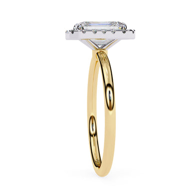 2 Carat Radiant Cut Halo Lab Diamond Engagement Ring In Yellow Gold