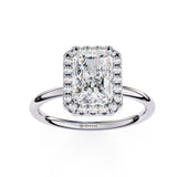 2 Carat Radiant Cut Halo Lab Diamond Engagement Ring In White Gold