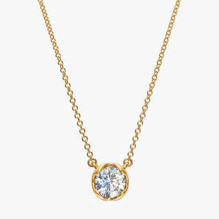 2 Carat Round Cut Bezel Setting Lab Diamond Pendant In Yellow Gold