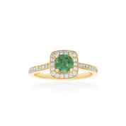 2 Carat Round Halo Gemstone Ring in Yellow Gold