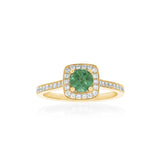 2 Carat Round Halo Gemstone Ring in Yellow Gold