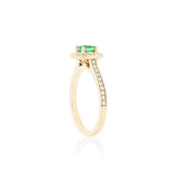 2 Carat Round Halo Gemstone Ring in Yellow Gold