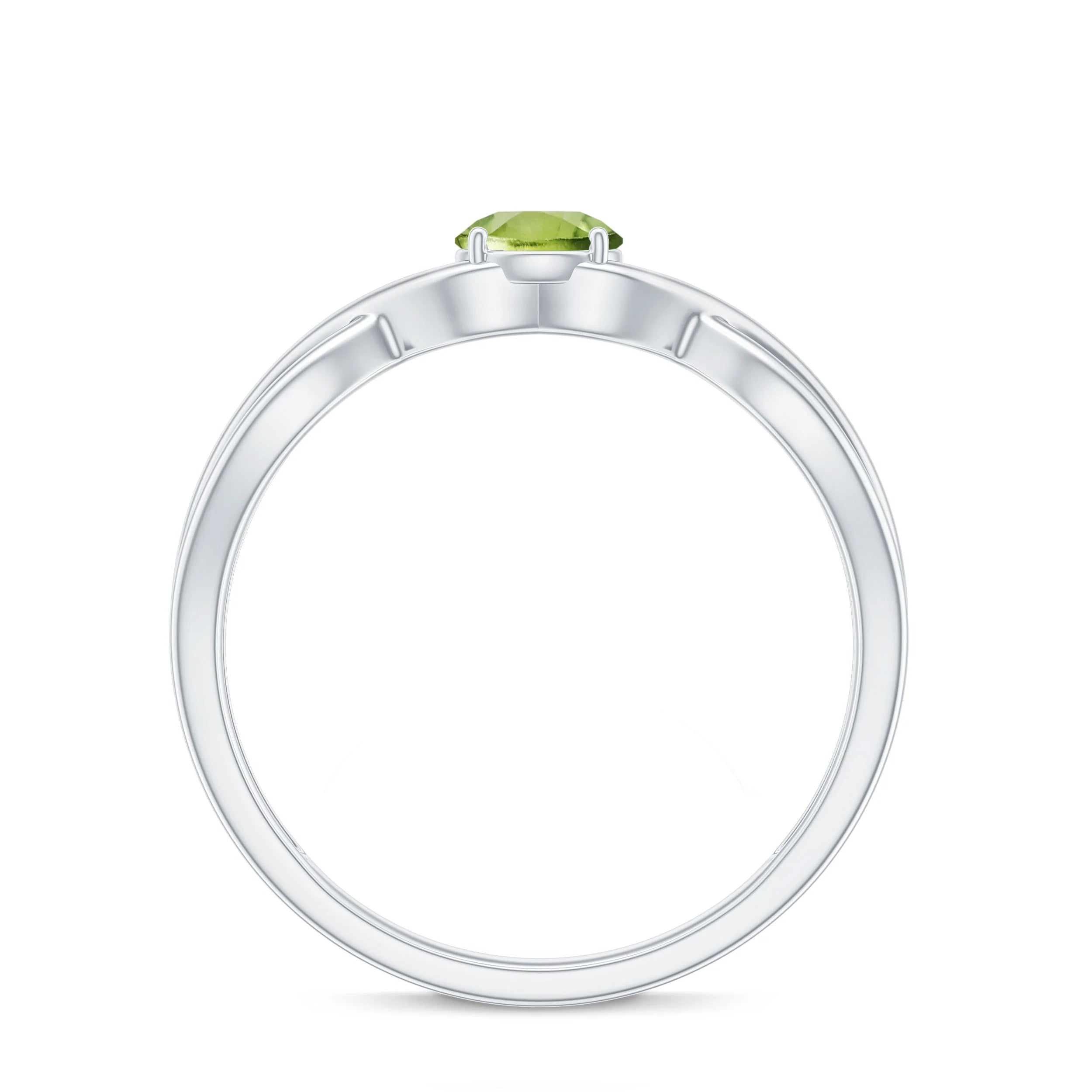 2 Carat Round Peridot Gemstone Twisted Ring in White Gold