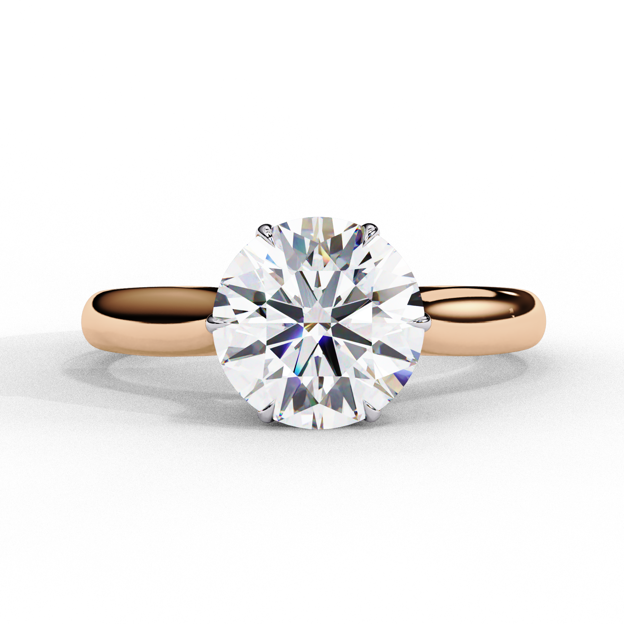 2 Carat Round Cut 6 Claw Prong Solitaire Lab Diamond Ring 18K Rose Gold