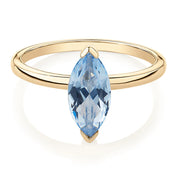 2 Ct Marquise Cut Solitaire Blue Lab Diamond Engagement Ring 18K Yellow Gold