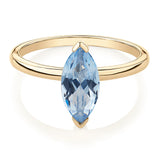 2 Ct Marquise Cut Solitaire Blue Lab Diamond Ring In Yellow Gold